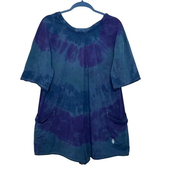 NWOT Free People Movement Custom Tie Dye Hot Shot Romper Small Blue Purple - Picture 2 of 10